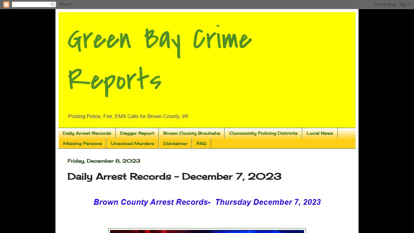 Green Bay Crime Reports: Daily Arrest Records - December 7, 2023